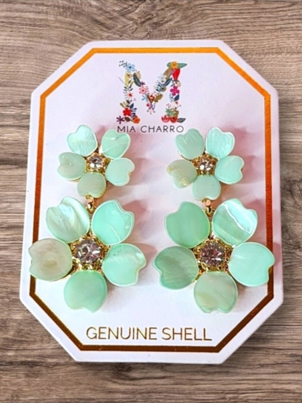 Mia Charro Mint Green Flower Earrings - Picture 2 of 4